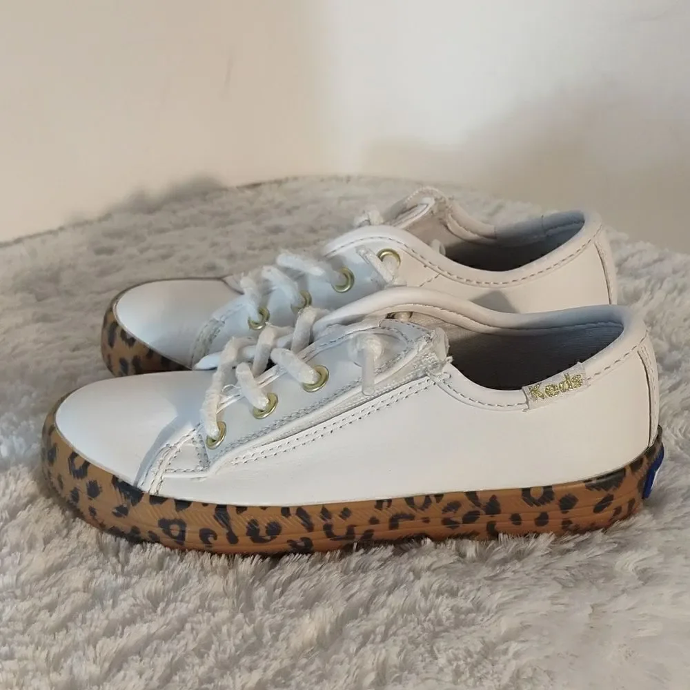 Keds Kickstart White Leather Girls Slipon Sneakers